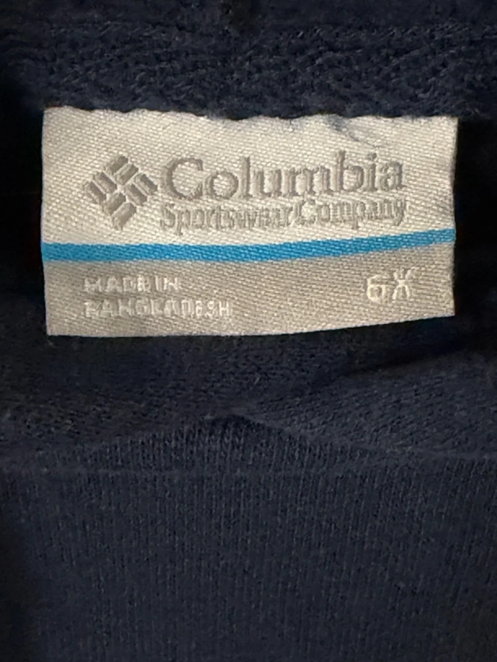 Columbia Navy Pullover Hoodie with White Logo - Picture 4 of 5